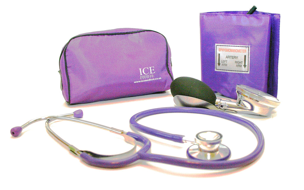 Aneroid Purple Sphygmomanometer with 1 Adult Cuff and Purple Stethoscope - Blood Pressure Monitor Kit - BeesActive Australia