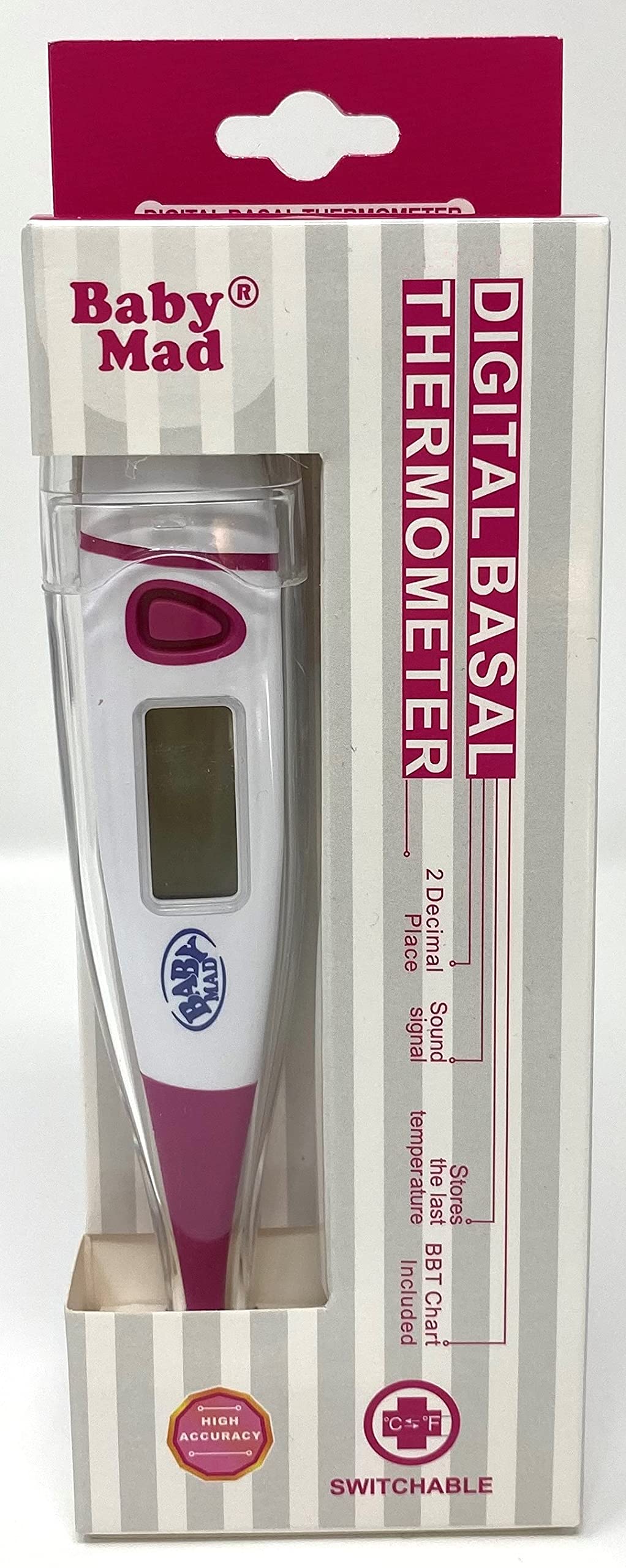 Basal Thermometer for Ovulation Switchable Centigrade/Fahrenheit