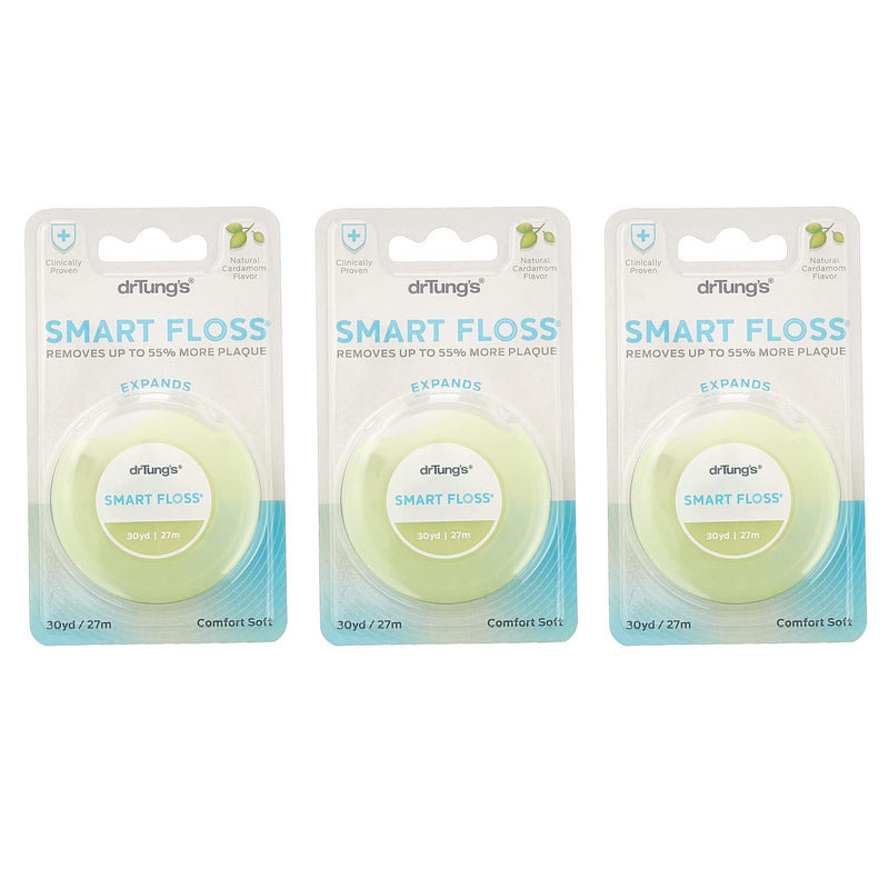 Dr. Tung's Smart Floss, 30 yds, Natural Cardamom Flavor 1 ea Colors May Vary (Pack of 3) - BeesActive Australia