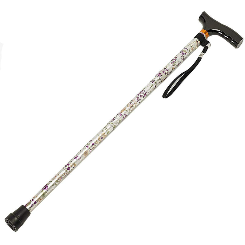 Homecraft Adjustable Walking Stick, Rubber Tip, Good Stability, Floral Design, Mobility Aids, 79 cm - 102 cm Woodland Flower - BeesActive Australia