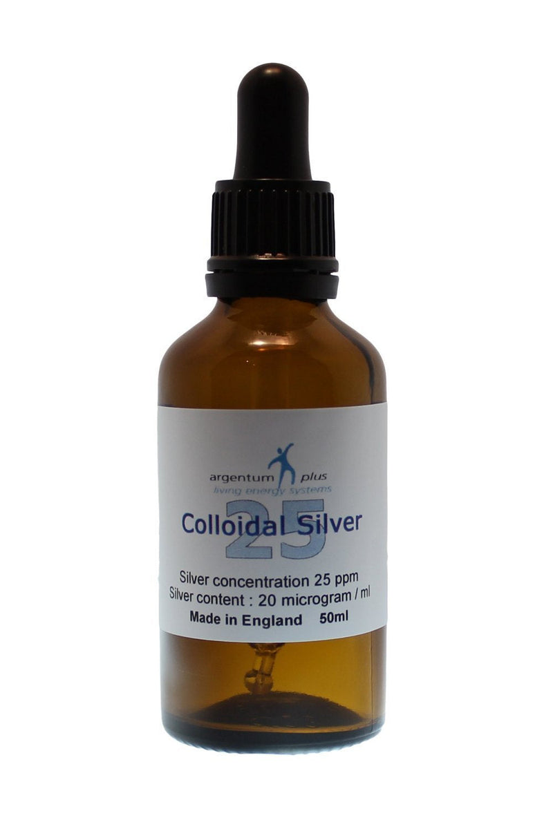 argentum plus - Colloidal Silver 25 ppm - 50 ml Glass Pipette with Glass Dropper Bottle - BeesActive Australia