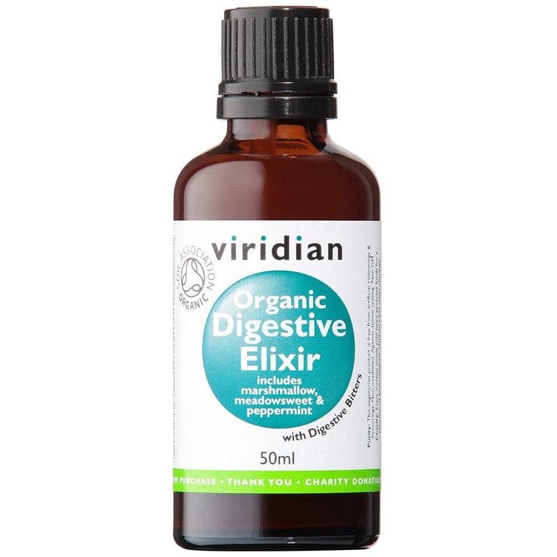 Viridian: 100% Organic Digestive Elixir (digestive bitters, meadowsweet, marshmallow & more) NEW 50ml - BeesActive Australia