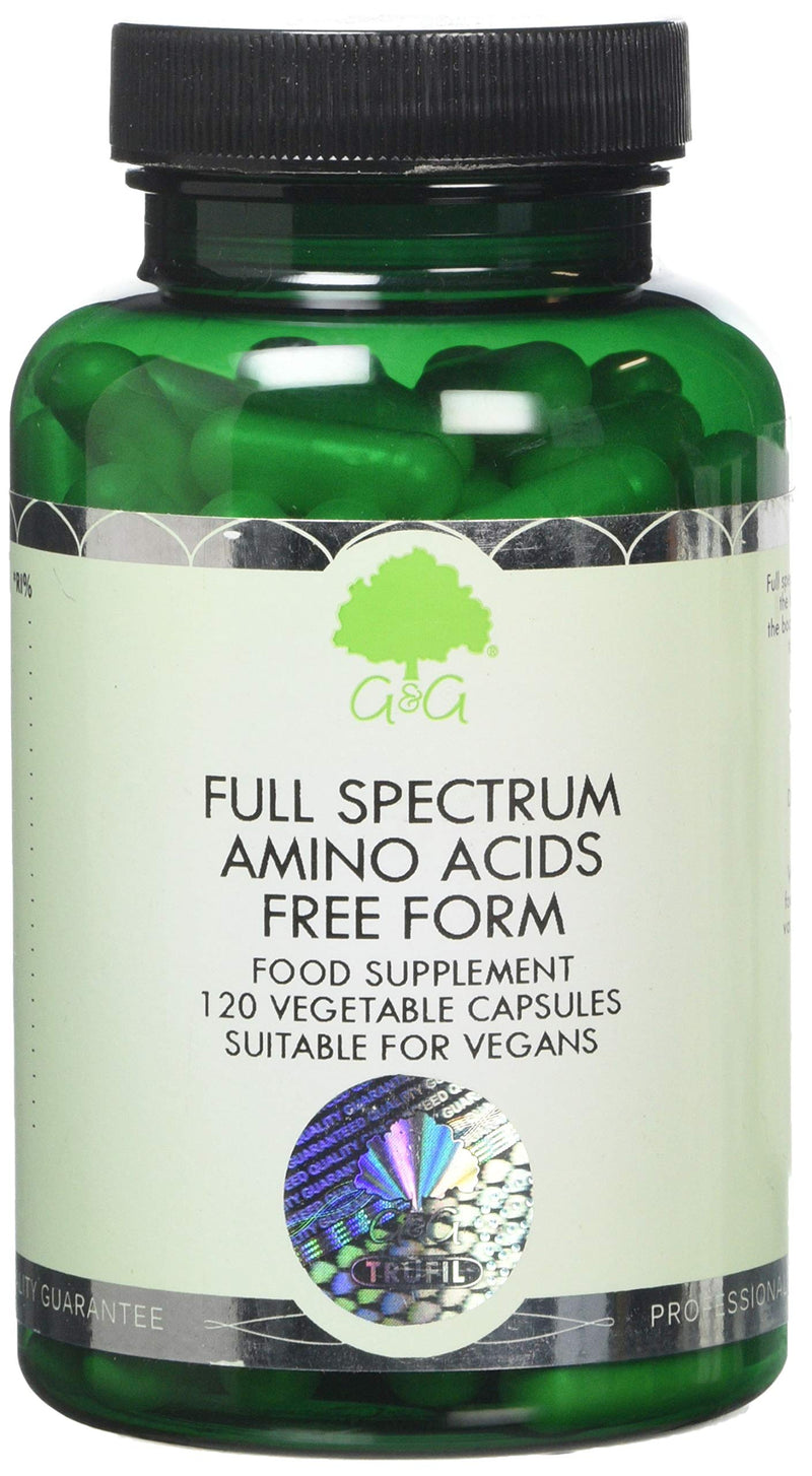 G&G Vitamins Full Spectrum Amino Acid Capsules - Vegan Free Form, BCAA - 120 Capsules - BeesActive Australia
