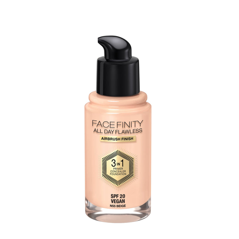 Max Factor Facefinity 3-in-1 All Day Flawless Liquid Foundation, SPF 20 - 55 Beige (Packaging May Vary) - BeesActive Australia
