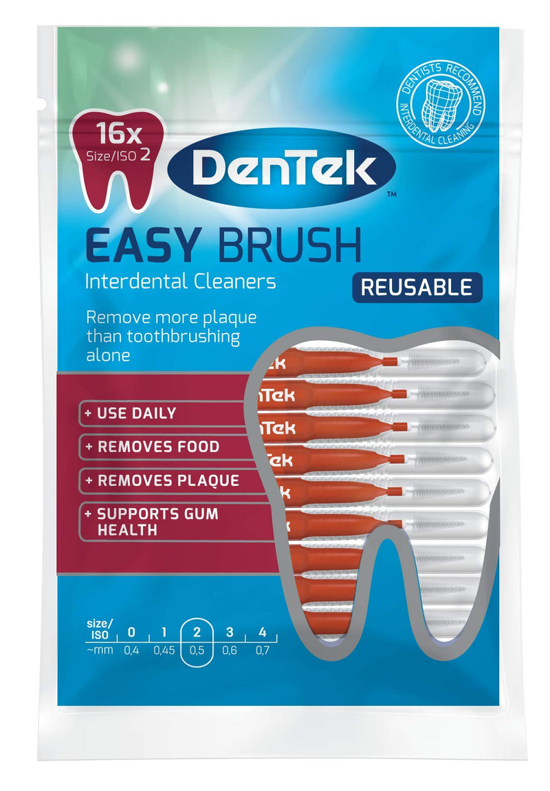 DenTek Easy Brush Interdental Brushes, ISO2/0.5mm for removing food and plaque between teeth. 16 Pack 16 Count (Pack of 1) - BeesActive Australia