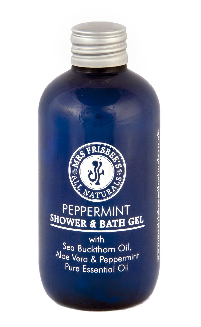 Peppermint Shower & Bath Gel by Mrs Frisbee's All Naturals/Natural/Vegan/Cruelty Free (100ml) 100 ml (Pack of 1) - BeesActive Australia