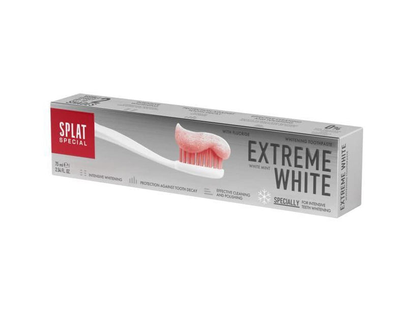 Splat Extreme White Toothpaste, 75ml, intensive teeth whitening, protection against cavities, removes surface stains. - BeesActive Australia
