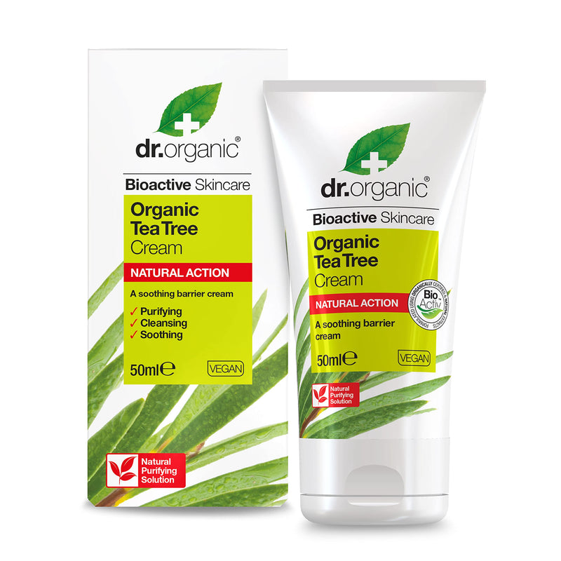 Dr Organic, Organic Tea Tree Purifying Cream , Natural , Vegan , Cruelty Free , Paraben & SLS Free , 50ml - BeesActive Australia