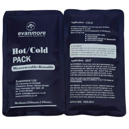 2 x Evanmore Reusable Hot Cold Gel Pack Packs Large, Luxury - Easy to use - Flexible - Long Lasting - Knee, Shoulder wrap - 13 x 23cm - BeesActive Australia