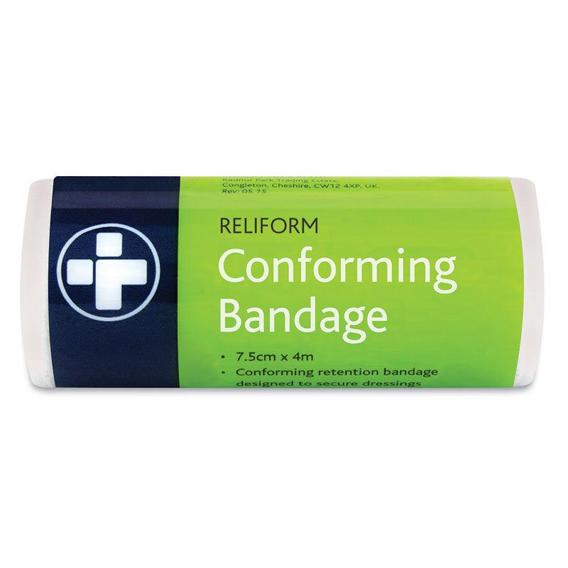 Reliform REL432 Conforming Bandage, 7.5 cm W x 4 m L, White - pack of 10 7.5cm x 4m Single - BeesActive Australia