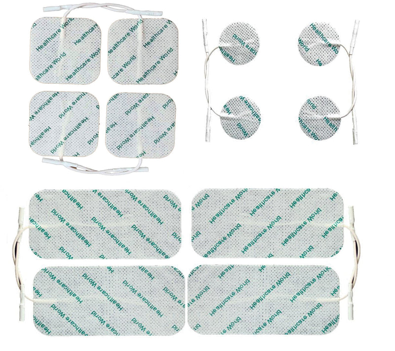 Healthcare World Set of 12 Mixed Tens Pads fits Most Tens Machines TPN NeuroTrac Tenscare Lloyds Tens Machines - BeesActive Australia