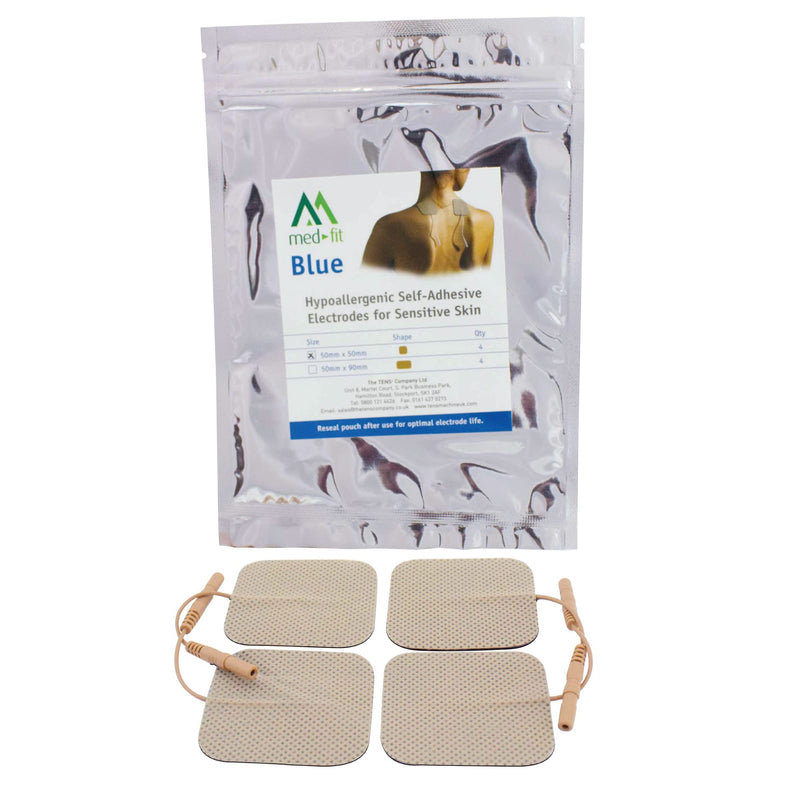 Med-Fit Blue -TENS Self Adhesive Pads 5cmx5cm for Sensitive Skin and Long Term Repeated Use - BeesActive Australia