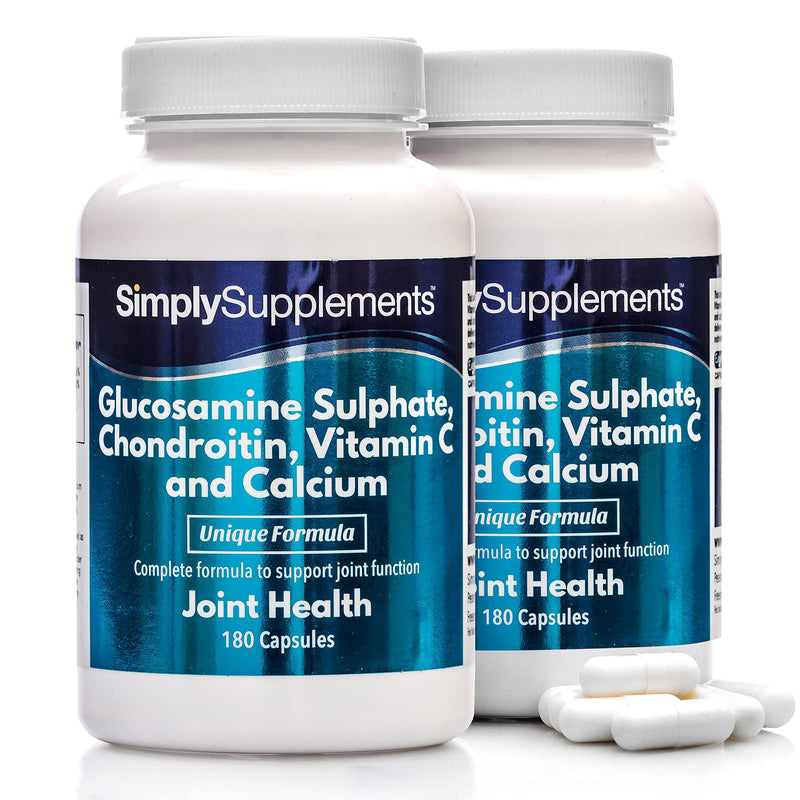 Glucosamine, Chondroitin, VIT C, Calcium | Popularly Taken by Those Who Enjoy an Active Lifestyle | 2X 180 Capsules | Manufactured in The UK - BeesActive Australia