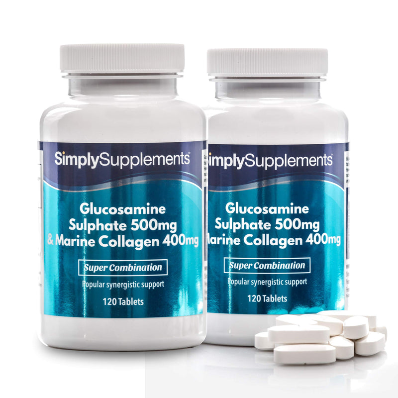 Glucosamine 500mg & Marine Collagen 400mg | 2X 120 (240) Tablets | Premium-Grade Daily Support for Active Individuals | Manufactured in The UK - BeesActive Australia