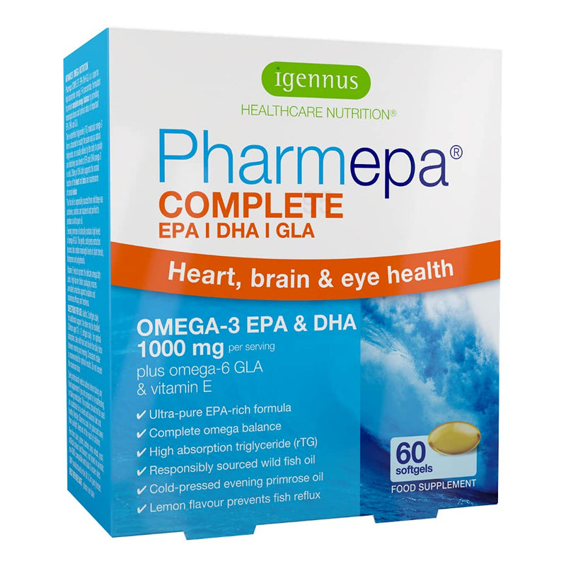 Pharmepa Complete (Formerly Maintain) Omega-3 1000mg EPA & DHA Wild Fish Oil, Omega-6 GLA Evening Primrose Oil, Fast-Acting rTG Form, 60 Capsules - BeesActive Australia