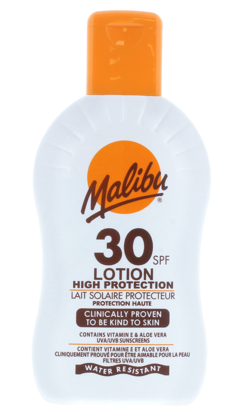 Malibu Sun SPF 30 Lotion; High Protection Sun Cream; Water Resistant; Vitamin E and Aloe Vera Enriched; 200ml - BeesActive Australia