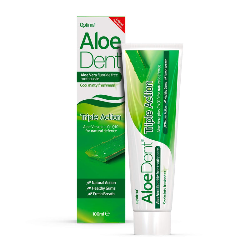 Aloe Dent Triple Action Aloe Vera Fluoride Free Toothpaste - 3 x 100 ml, Pack of 3 - BeesActive Australia