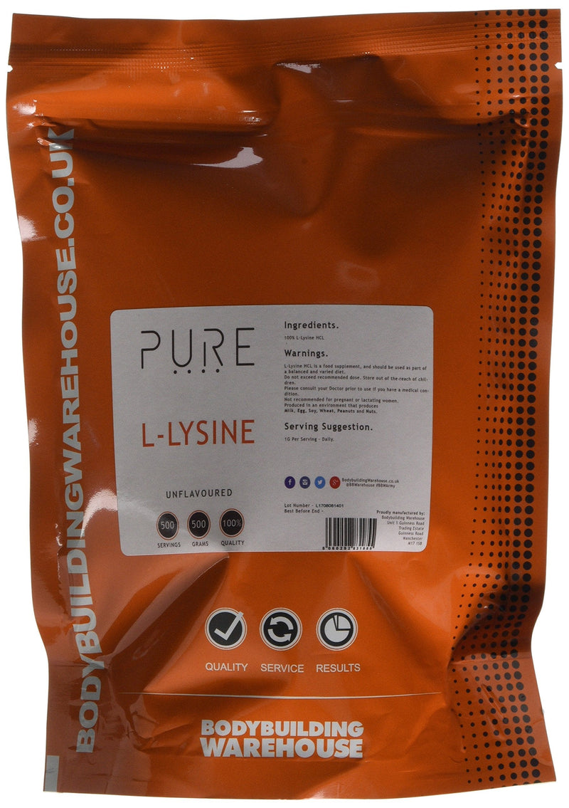 Bodybuilding Warehouse PURE L-Lysine Powder - Collagen Boost & Joint Support - Unflavoured 500g - BeesActive Australia