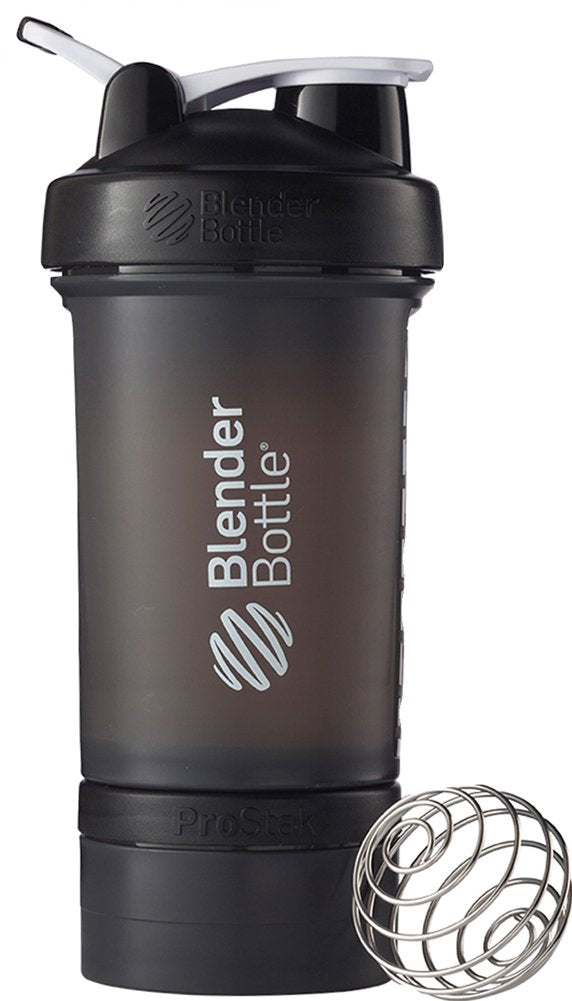 Blender Bottle ProStak - 22oz Protein Shaker Cup Water Bottle incl 150cc and 100cc Jar,Black,650 ml Black - BeesActive Australia