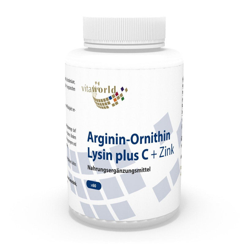 Vita World Arginine ornithine lysine + Vitamin C & zinc 60 Capsules Made in Germany - BeesActive Australia