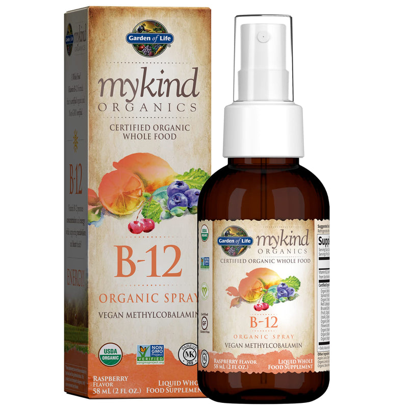 Garden of Life Kind Organics Methylcobalamin B12 Spray (Vegan, Gluten & Dairy Free, Raspberry Flavour, 500mcg, 58ml) - BeesActive Australia