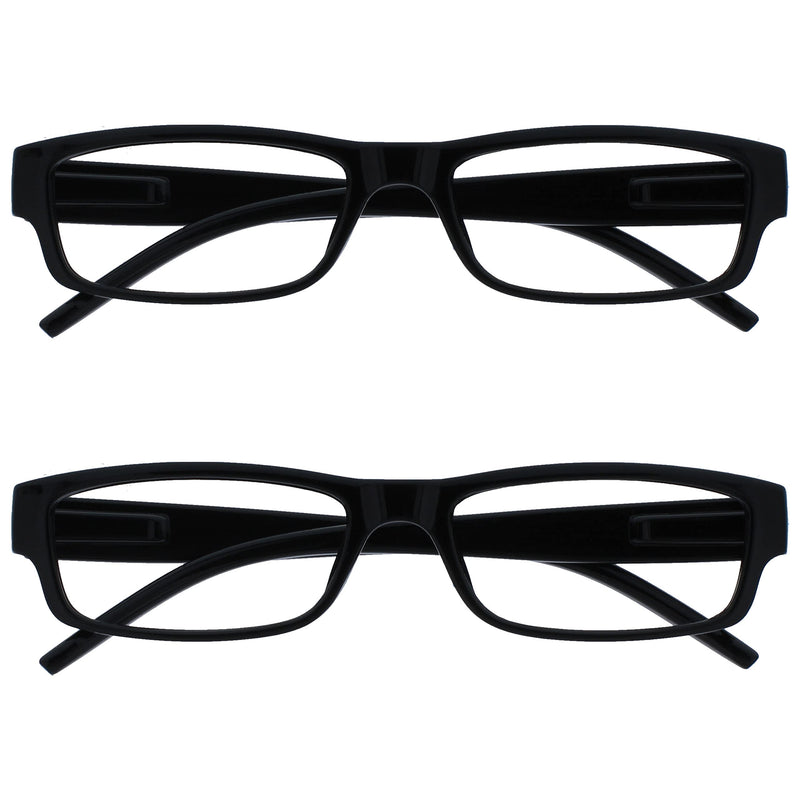 The Reading Glasses Company Black Lightweight Comfortable Readers Value 2 Pack Designer Style Mens Womens UVR2PK032 +1.00 +1.00 Magnification - BeesActive Australia