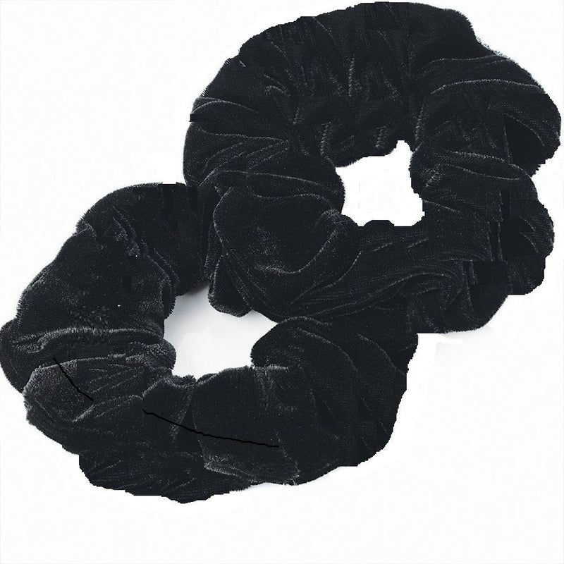 AADYA® Pair of Extra Large (15CM) Velvet Hair SCRUNCHIES Elastic Scrunchy Hair BOBBLES (Black) Black - BeesActive Australia