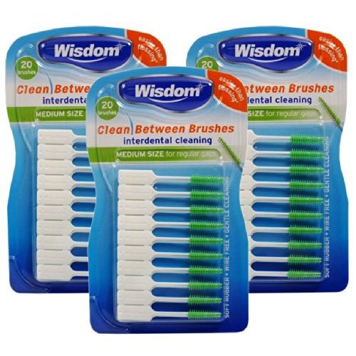Wisdom WIS6565 Medium Clean Between Interdental Brushes, Green, Pack of 60 1 Original Packaging - BeesActive Australia