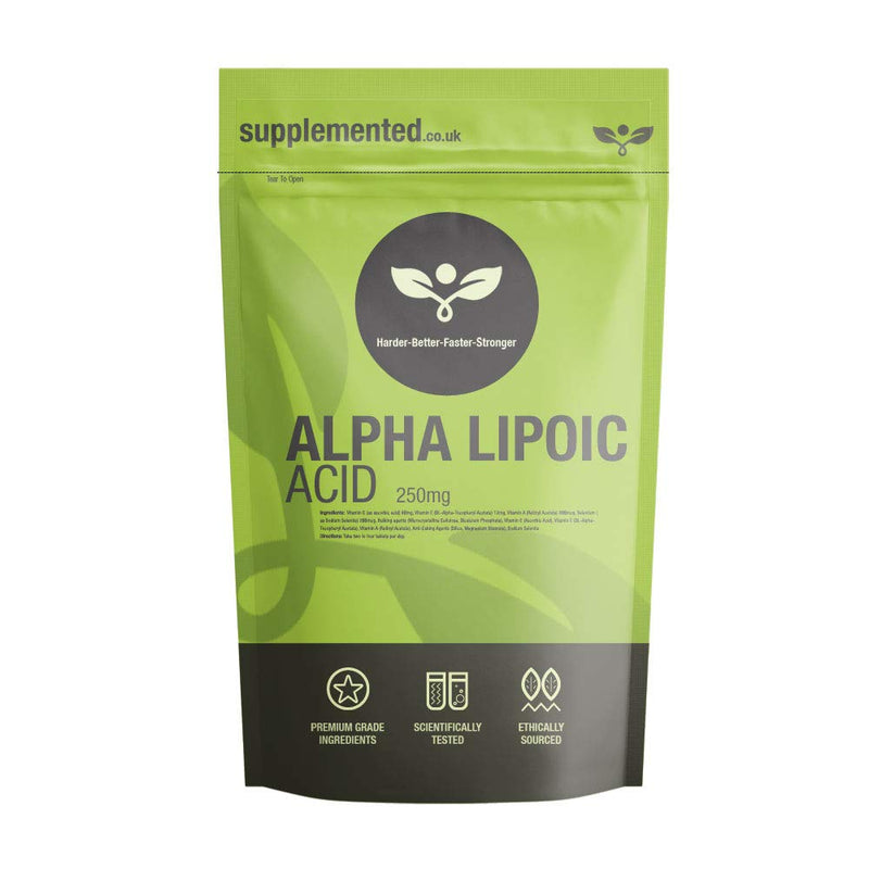 Alpha Lipoic Acid 250mg 90 Capsules Supplement UK Made. Pharmaceutical Grade High Strength Antioxidant, Blood Sugar, Cholesterol - BeesActive Australia