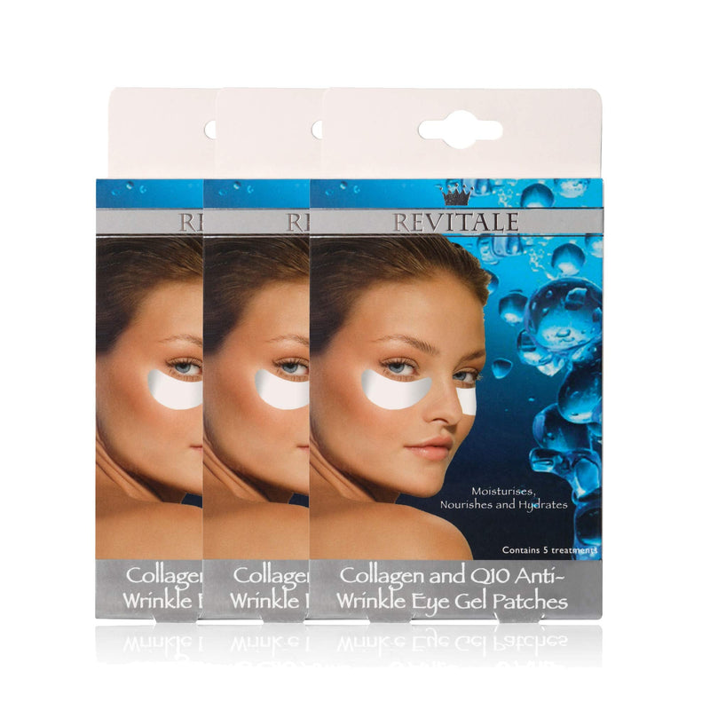 Revitale Collagen and Q10 Anti-Wrinkle Eye Gel Patches - Moisturises & Hydrates (3 Boxes)(15 Patches) - BeesActive Australia