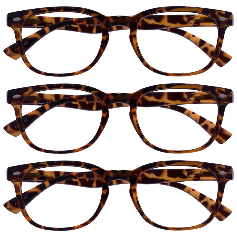 UV Reader Brown Tortoiseshell Reading Glasses Value 3 Pack Designer Style Mens Womens Spring Hinges UVR3PK014 +1.00 +1.00 Magnification - BeesActive Australia