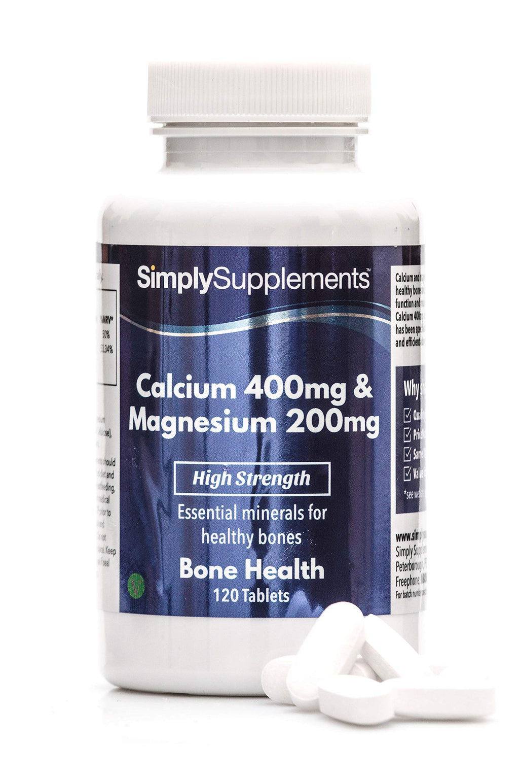 Calcium 400mg & Magnesium 200mg | Support for Bone Health and Muscle Function | Vegan & Vegetarian Friendly | 120 Tablets | Manufactured in The UK - BeesActive Australia