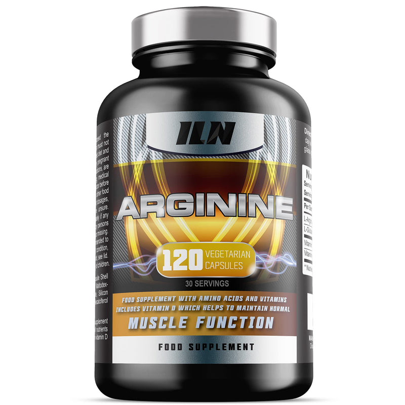 L Arginine Capsules - 2600mg L-Arginine with Added Glutamine - B12 and D3 for Normal Muscle Function (120 Vegetarian Capsules) 120 Count (Pack of 1) - BeesActive Australia