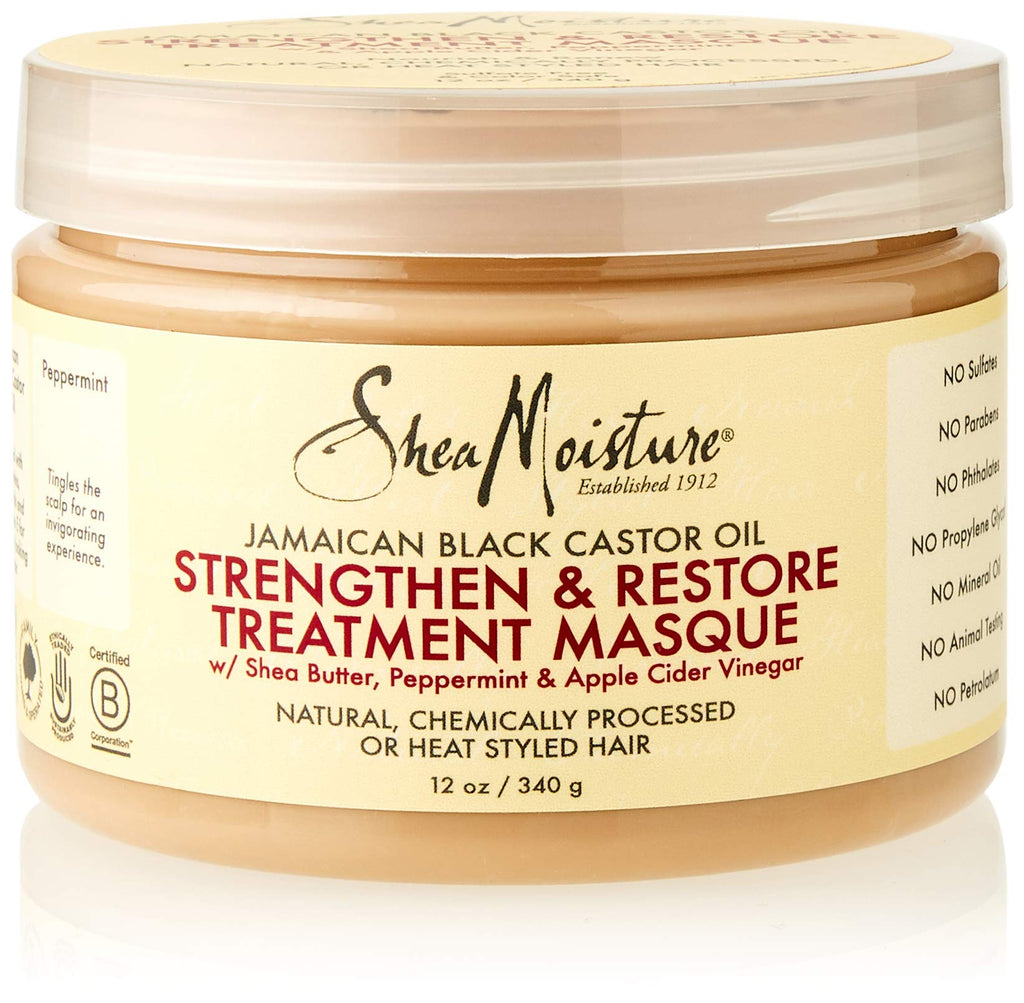 Shea Moisture amaican Black Castor Oil Strengthen Grow and Restore Treatment Masque, 12oz - BeesActive Australia