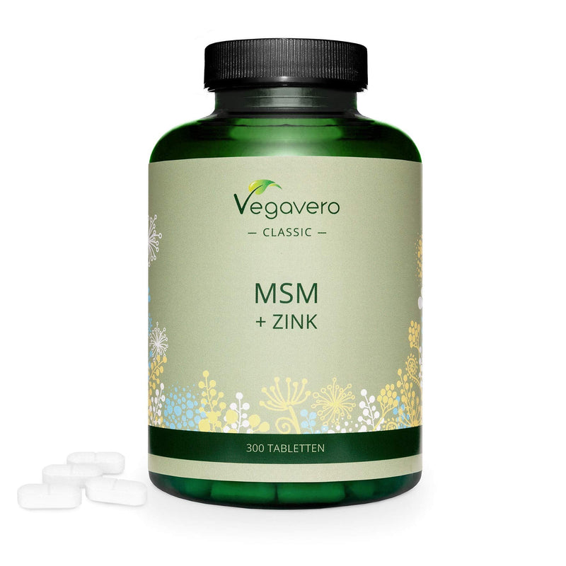 MSM Capsules Vegavero® | with Zinc | 300 Tablets | NO ADDITIVES | Vegan & Lab-Tested Methylsulphonylmethane - BeesActive Australia