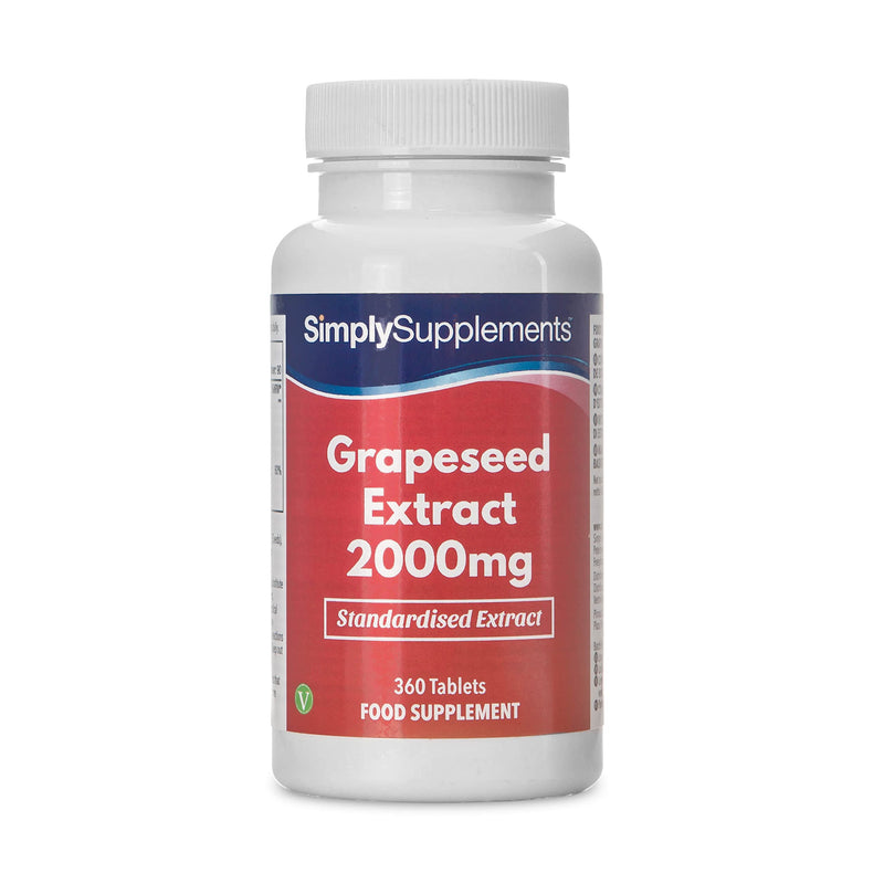 Grapeseed Extract 2000mg | 360 High Strength Grapeseed Tablets with Added Vitamin C | Vegan & Vegetarian Friendly | Manufactured in The UK - BeesActive Australia