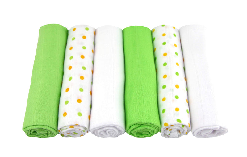 MuslinZ Premium Quality 100% Cotton Unisex Baby Muslin Squares 70x70cms (Green Combo, 6 Pack) Green Combo - BeesActive Australia