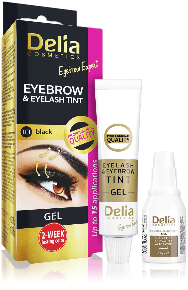 Delia Cosmetics - BLACK Eyebrow & Eyelashes Tint, Innovative Formula, Easy 15 Applications, Full Treatment Kit - BeesActive Australia