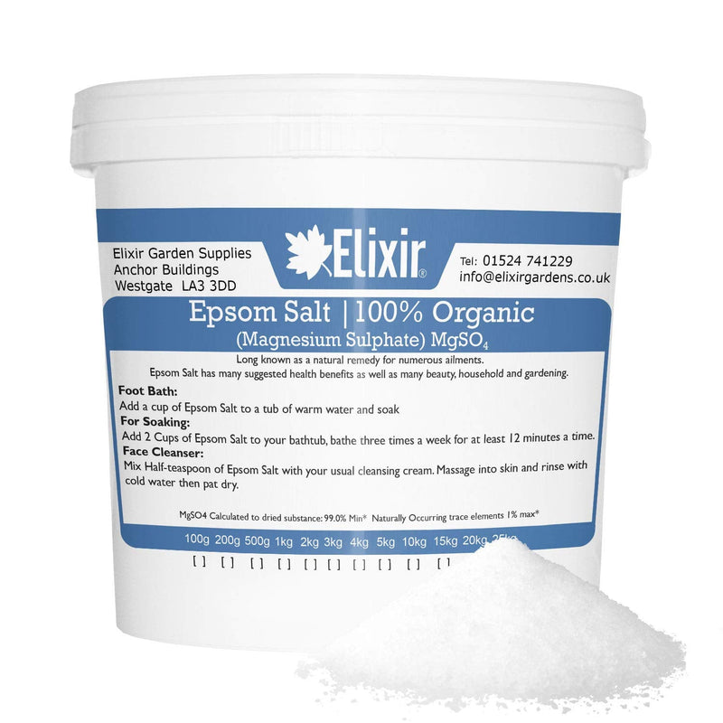 Elixir Gardens ORGANIC EPSOM BATH SALTS | 5KG BUCKET/PAIL/TUB | Magnesium Sulphate - BeesActive Australia