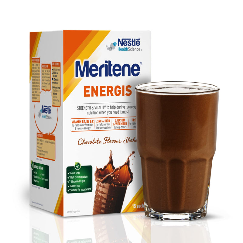 Meritene Energis Chocolate Shake |30g Sachets Pack of 15 | Proteins and Vitamins 30 g (Pack of 15) - BeesActive Australia