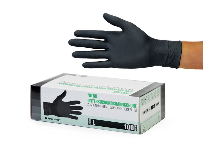 Nitrile Gloves 100 Pieces Box (L, Black) Disposable Examination Gloves, Powder Free, Latex Free, Non Sterile, Medical, Tattoo, Gloves, Single Use - BeesActive Australia