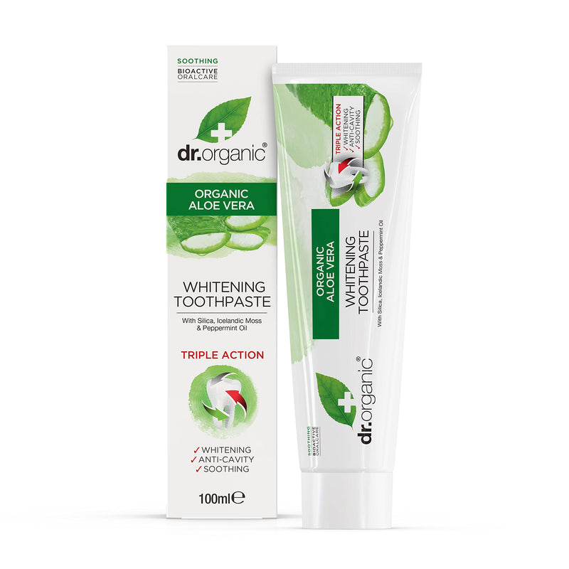 Dr Organic, Organic Aloe Vera Toothpaste, Natural , Vegan , Cruelty Free , Paraben & SLS Free , Whitening, Anti Cavity , Fresh , 100ml - BeesActive Australia