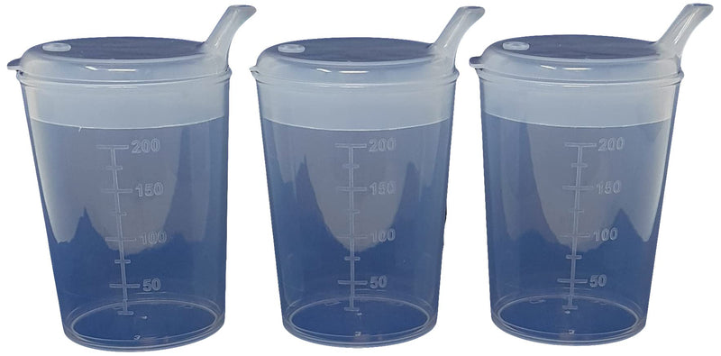 3 x Medi-Inn Adult Convalescent Drinking / Feeding Cup / Beaker with Lip Spout (250ml) Clear - BeesActive Australia