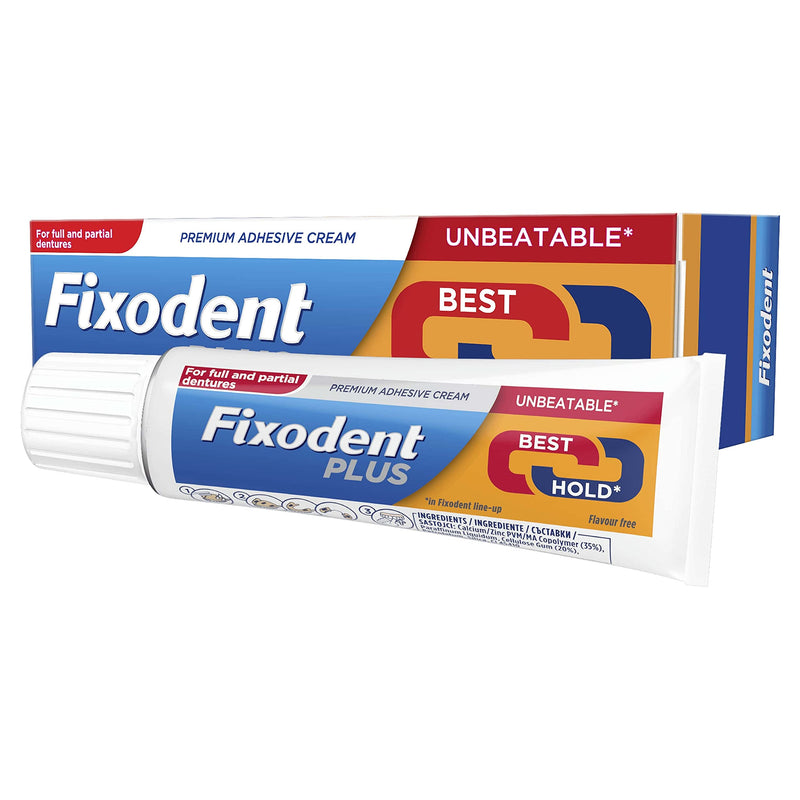 Fixodent Plus Denture Adhesive Cream, 40g, Dual Power Premium, Up To 88% Of The Hold At The End Of The Day, Mint - BeesActive Australia