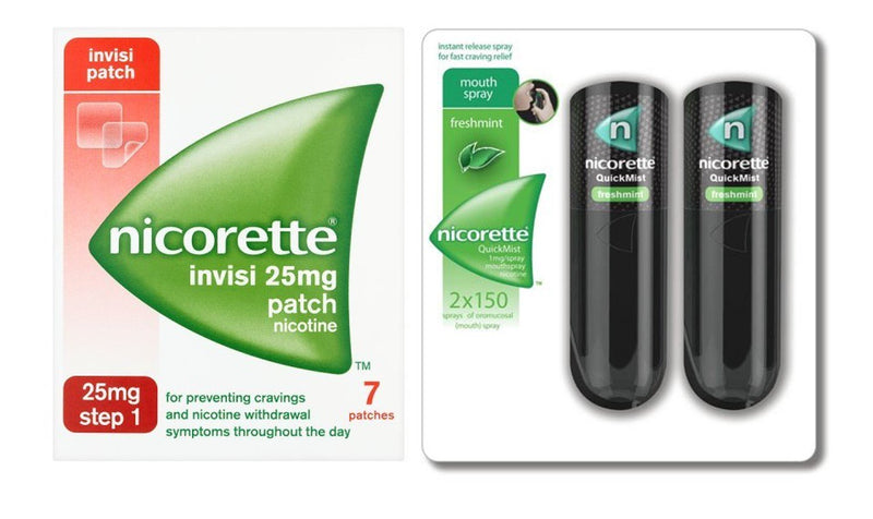 Nicorette QuickMist Duo & Nicorette Step 1 25mg Invisi Patch Dual Support Bundle Pack of 7 Invisi Patch 25mg + Quickmist Duo - BeesActive Australia