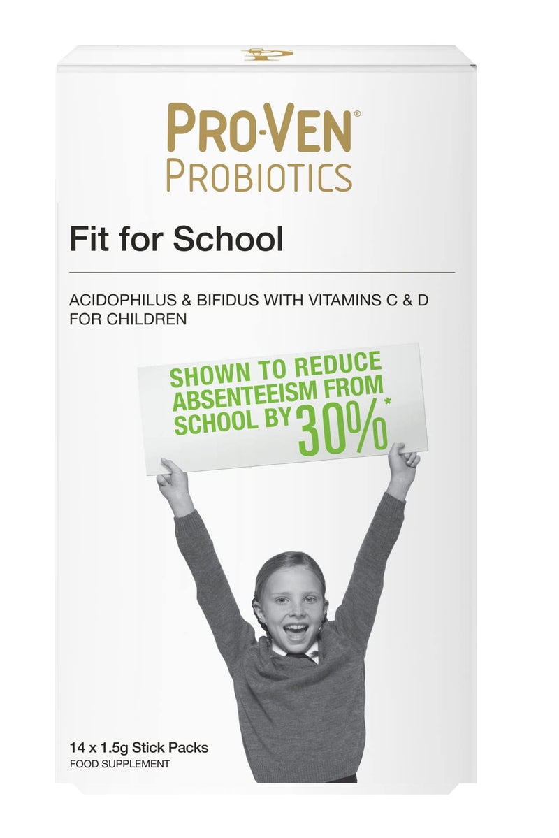 Pro-Ven Probiotics Fit for School Children's Friendly Bacteria Powder 12.5 Billion CFU for Children Aged 1-16 with Vitamin C - 14 Sticks - UK Made - BeesActive Australia