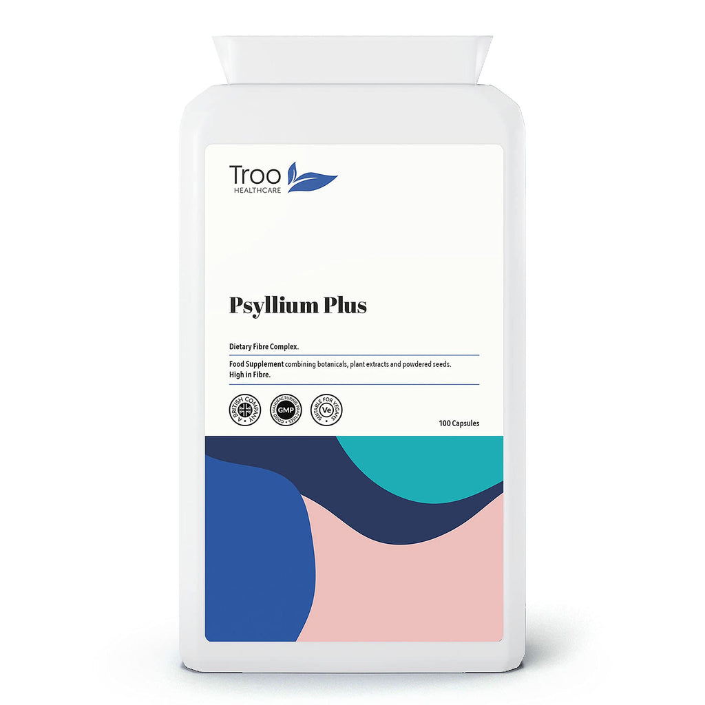 Digest-Flow Psyllium Plus Dietary Fibre Complex - 100 Capsules | Soluble and Insoluble Fibre Blend | UK Manufactured to GMP Standards - BeesActive Australia