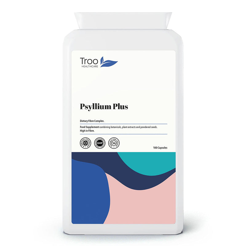 Digest-Flow Psyllium Plus Dietary Fibre Complex - 100 Capsules | Soluble and Insoluble Fibre Blend | UK Manufactured to GMP Standards - BeesActive Australia