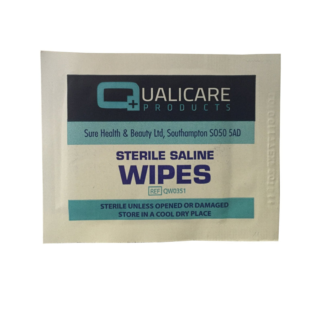 50 x QUALICARE First AID STERILE Saline Alcohol Free Skin Safe Wound Cut Cleansing Wipes - BeesActive Australia