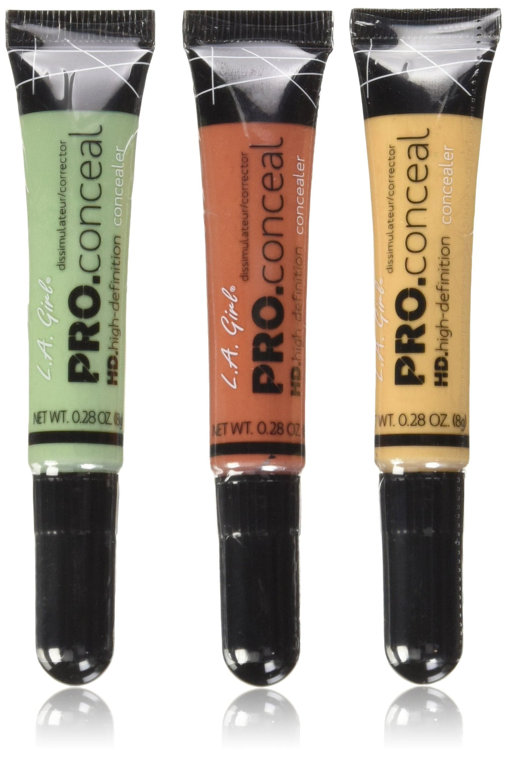 3 Pcs L.A. Girl Pro Conceal HD High Definition Concealer & Corrector Orange 990 Yellow 991 Green 9920.25 Oz. by L.A. Girl 281.23 kg (Pack of 3) - BeesActive Australia